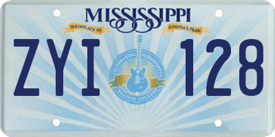 MS license plate ZYI128