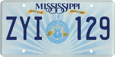 MS license plate ZYI129