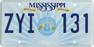 MS license plate ZYI131