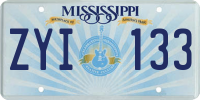 MS license plate ZYI133