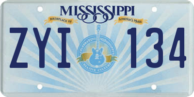 MS license plate ZYI134
