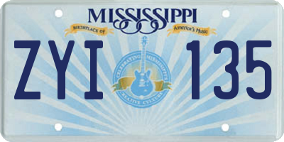 MS license plate ZYI135