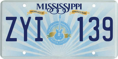 MS license plate ZYI139
