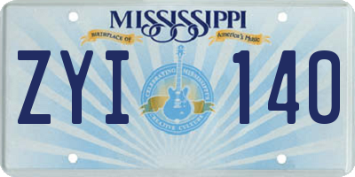 MS license plate ZYI140