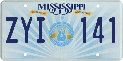 MS license plate ZYI141