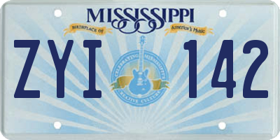 MS license plate ZYI142