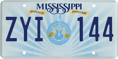 MS license plate ZYI144