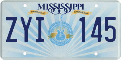 MS license plate ZYI145
