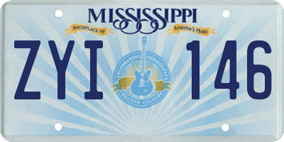 MS license plate ZYI146