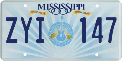 MS license plate ZYI147