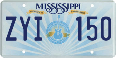 MS license plate ZYI150