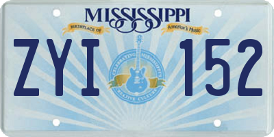 MS license plate ZYI152