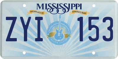 MS license plate ZYI153