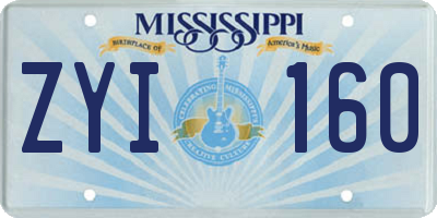 MS license plate ZYI160