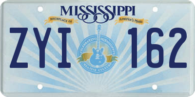 MS license plate ZYI162
