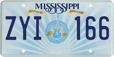 MS license plate ZYI166