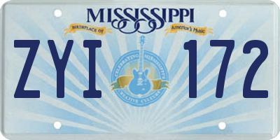 MS license plate ZYI172