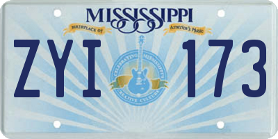 MS license plate ZYI173