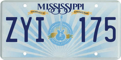 MS license plate ZYI175