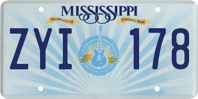 MS license plate ZYI178