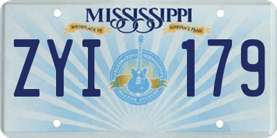 MS license plate ZYI179