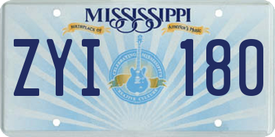 MS license plate ZYI180