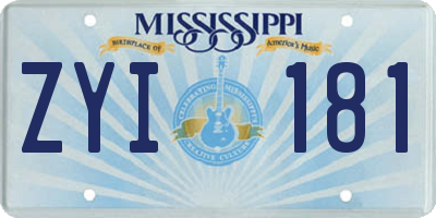 MS license plate ZYI181