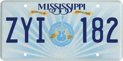 MS license plate ZYI182
