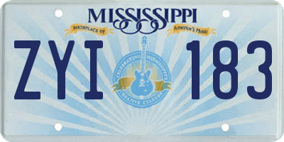 MS license plate ZYI183
