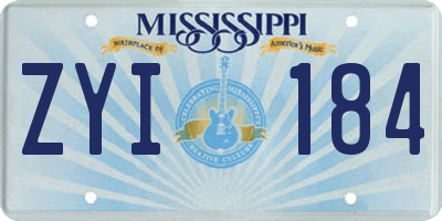 MS license plate ZYI184