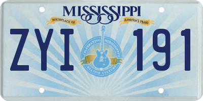MS license plate ZYI191