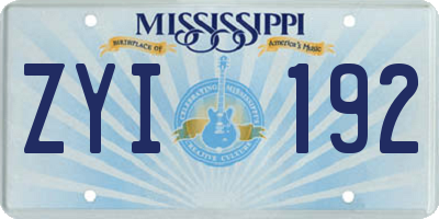 MS license plate ZYI192