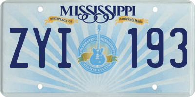 MS license plate ZYI193