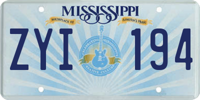MS license plate ZYI194