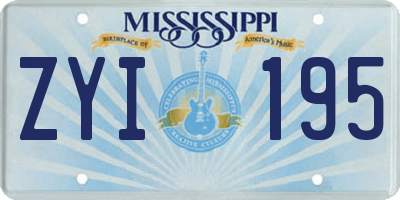 MS license plate ZYI195