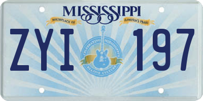 MS license plate ZYI197