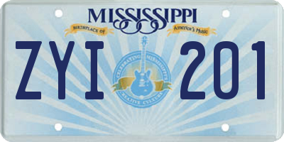 MS license plate ZYI201