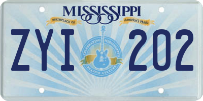 MS license plate ZYI202