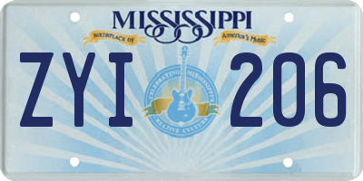 MS license plate ZYI206