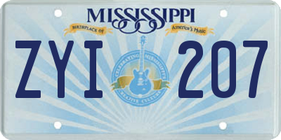 MS license plate ZYI207
