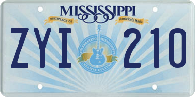 MS license plate ZYI210
