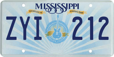 MS license plate ZYI212