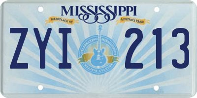 MS license plate ZYI213