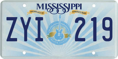 MS license plate ZYI219