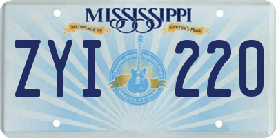MS license plate ZYI220