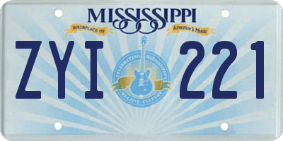MS license plate ZYI221