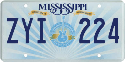 MS license plate ZYI224
