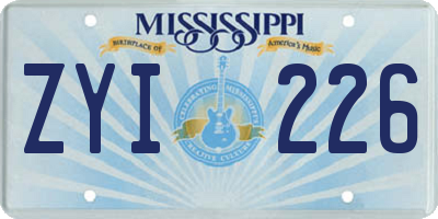 MS license plate ZYI226