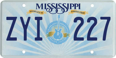 MS license plate ZYI227