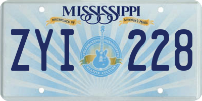MS license plate ZYI228